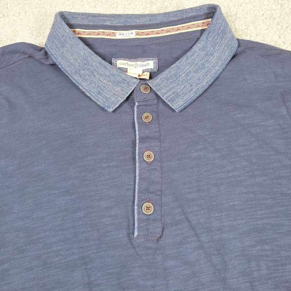 Carbon2Cobalt Polo Shirt Mens XLT Blue Slub Cotton‎ Contrast Collar 144385